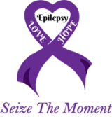 Seize the Moment Now logo — a purple ribbon heart symbolizing love, hope, and epilepsy awareness